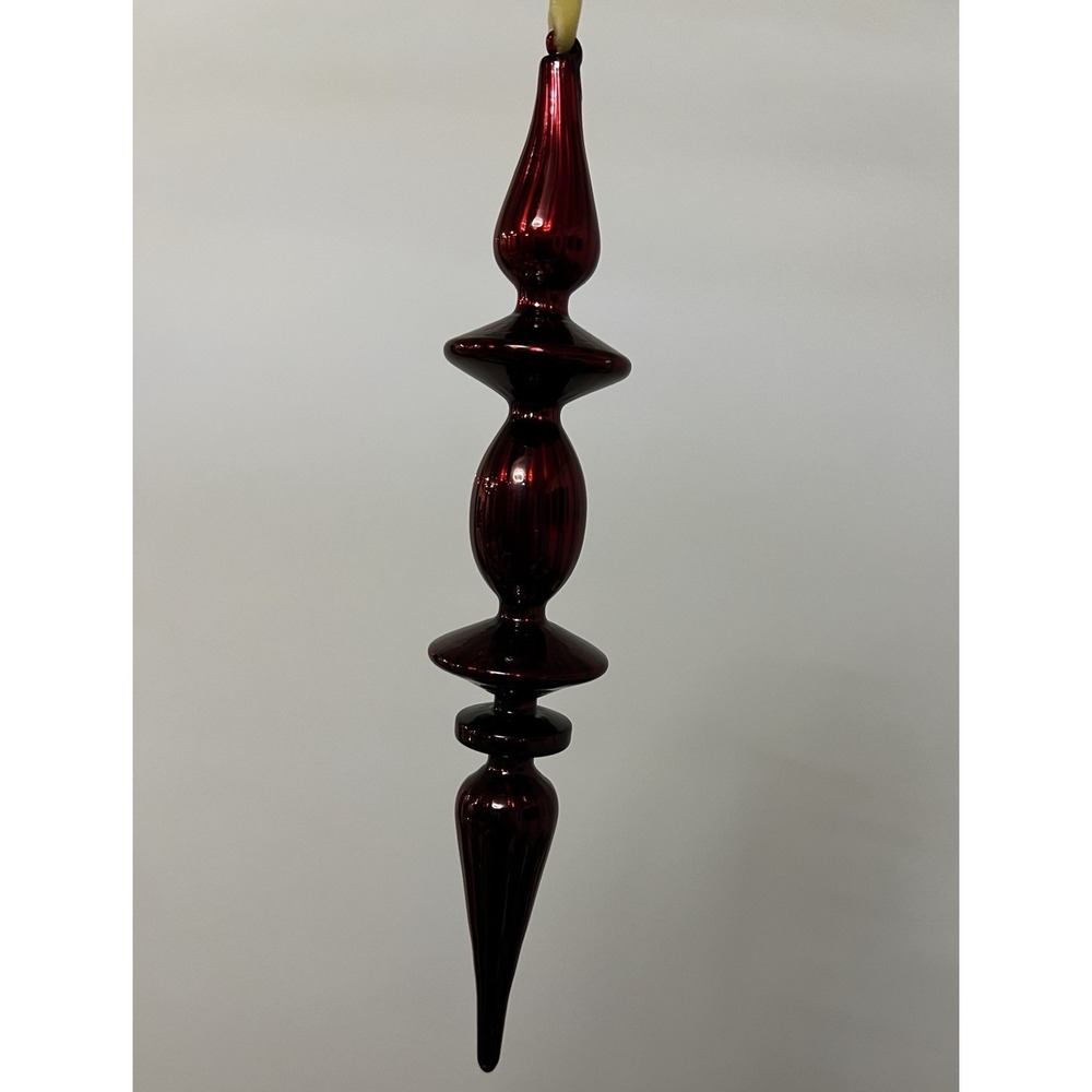 Hand Blown Glassโ Finial Christmas Ornament Ruby Red Elegant Luxe Holiday Decor